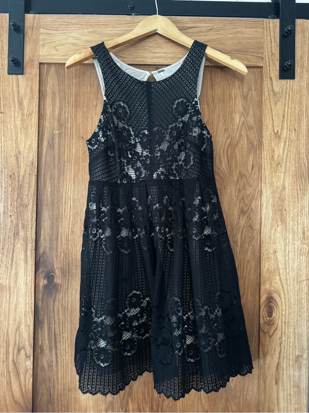 Anthropologie Black Lace Sleeveless Mini Dress